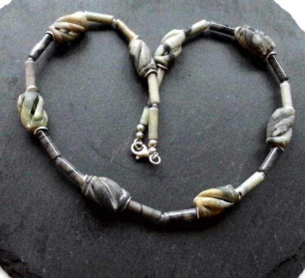 Kette,Jaspiskette, Jaspisstäbchen, Röhrchen, Jaspis, Kette, Schmuck